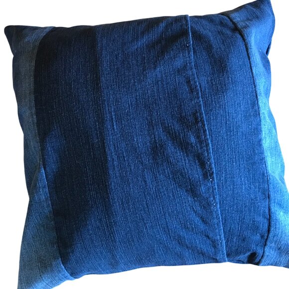 Mushroom Pillow Cover Handmade 18 x18 Whimsical Fungi Cottagecore Recycled Denim - Picture 2 of 9